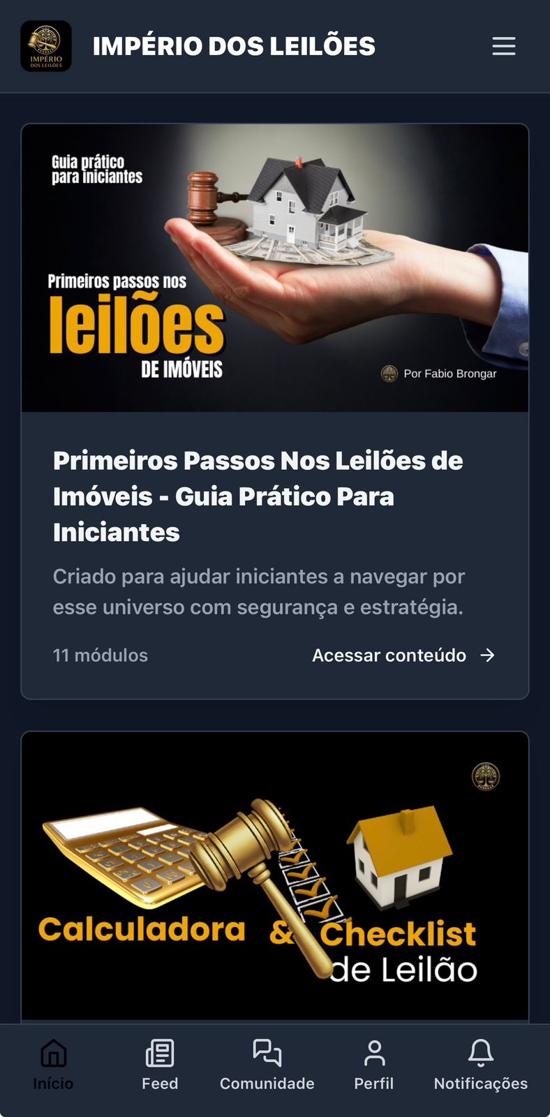 Mockup do Aplicativo Império dos Leilões
